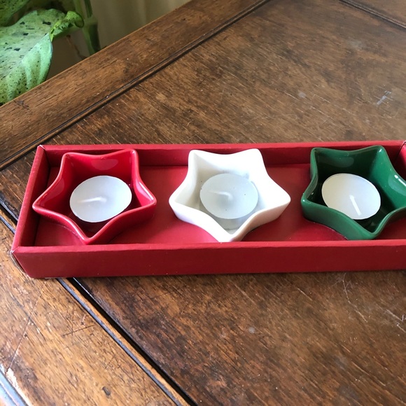 Set of 3 star shape ceramic votive holders. - Picture 1 of 1